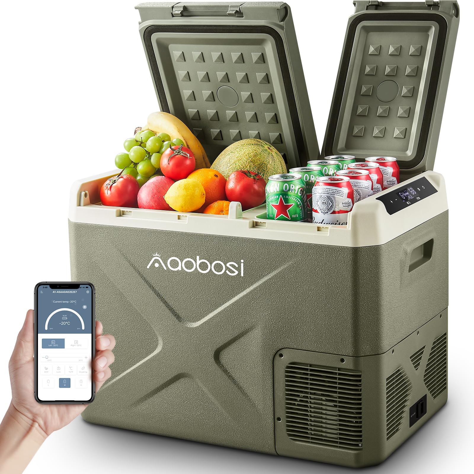 AAOBOSI Kompressor Kühlbox 32L, Kühlbox Auto Mit WiFi-APP-Steuerung, 12/24V und 100-240V Kühlbox Elektrisch, bis -20 °C für Auto, LKW, Boot, Reisemobil, Camping AAOBOSI Kompressor Kühlbox 32L, Kühlbox Auto Mit WiFi-APP-Steuerung, 12/24V und 100-240V Kühlbox Elektrisch, bis -20 °C für Auto, LKW, Boot, Reisemobil, Camping von AAOBOSI