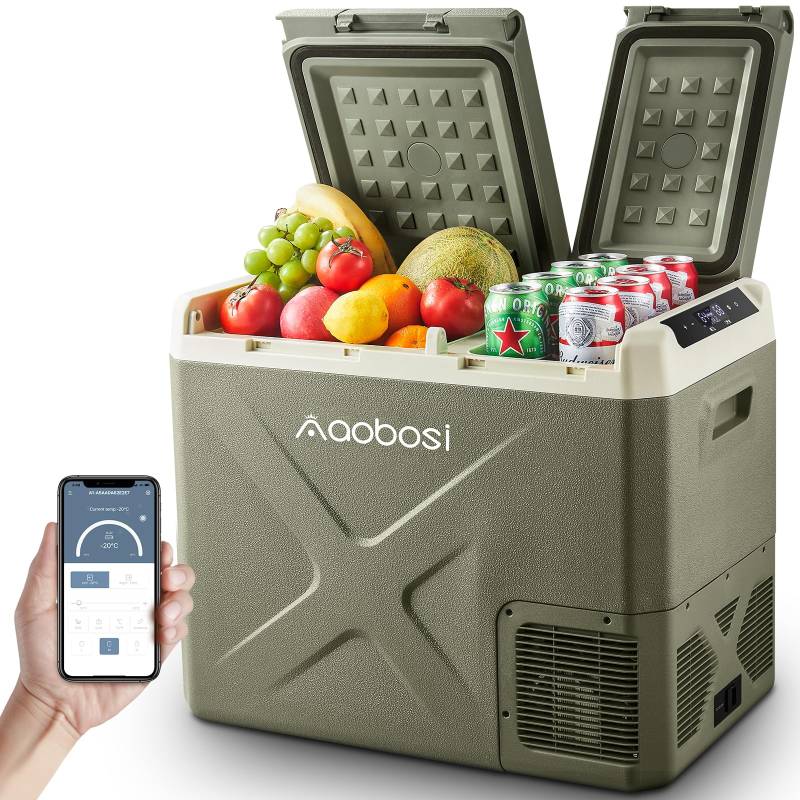 AAOBOSI Kompressor Kühlbox 40L: Elektrische Kühlbox Auto Dual Zone 12/24V DC & 100-240V AC, -20°C bis 20°C – Ideal für Auto, LKW, Boot, Reisemobil & Camping von AAOBOSI