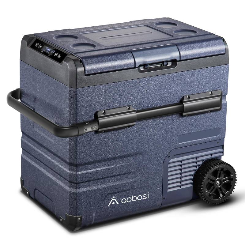 AAOBOSI Kompressor Kühlbox 55L, Kühlbox Auto mit APP, LED-Touch, bis -20 °C Auto Kühlbox 12v 230v für Camping, LKW, Boot, Reisemobil, Dual Zone Unabhängige Kontrolle von AAOBOSI