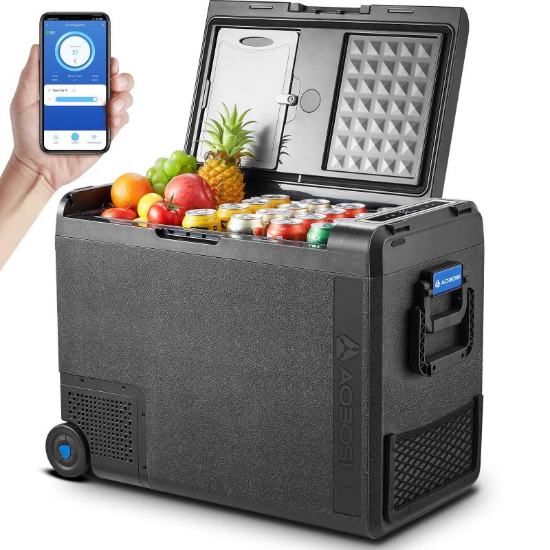 AAOBOSI Kompressor Kühlbox 58L, Kühlbox Auto -20°C bis 20°C, Kühlbox Elektrisch Mit USB-Anschluss, Robuste Kühlbox 12/24V 230V für Autos, Lastwagen, Boote, Wohnmobile, Camping und Angeln von AAOBOSI