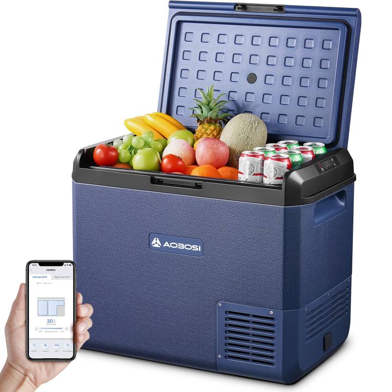 AAOBOSI Kompressor Kühlbox 60L: Camping Kühlbox Kompressor mit APP-Steuerung, IPX4 Wasserdicht, 12V/230V, -20°C bis 20°C Kühlbox Elektrisch für Auto, LKW, Boot, Camping, Fischen & Outdoor von AAOBOSI