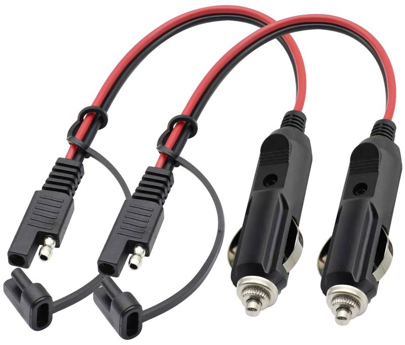 AAOTOKK SAE Zigarettenanzünder Ladekabel,16AWG 12V Zigarettenanzünder Männlich an SAE 2 poliger Schnellverschluss Steckeradapter Verlängerungsladekabel mit Sicherung(0,3 m/1ft-2 Stücke-M) von AAOTOKK