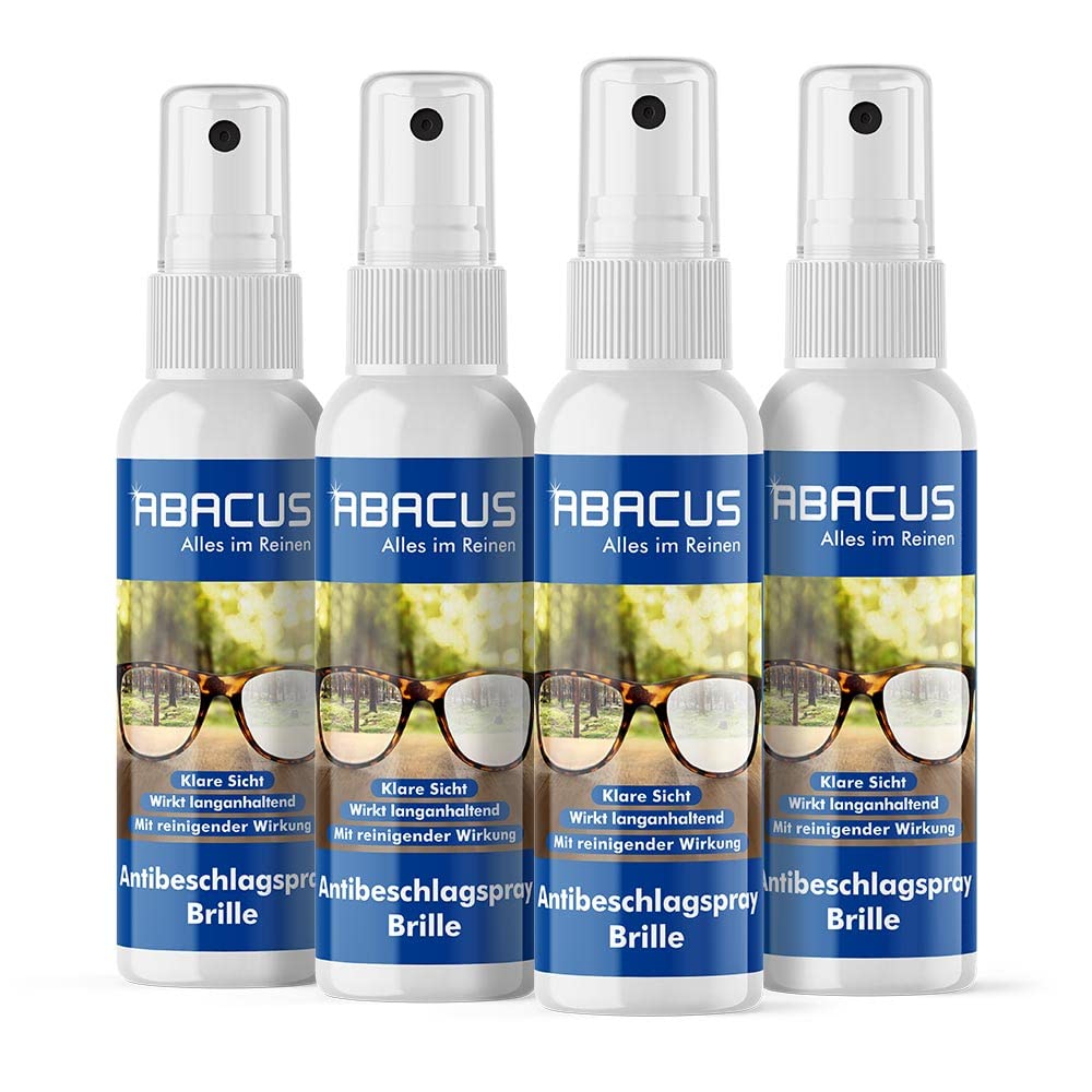 ABACUS® Antibeschlagspray Brille, Antibeschlagspray, Antibeschlagmittel – Antibeschlagspray für Brillen & Brillengläser – Antibeschlagspray Brille 4X 75 ml (7655.4) von ABACUS