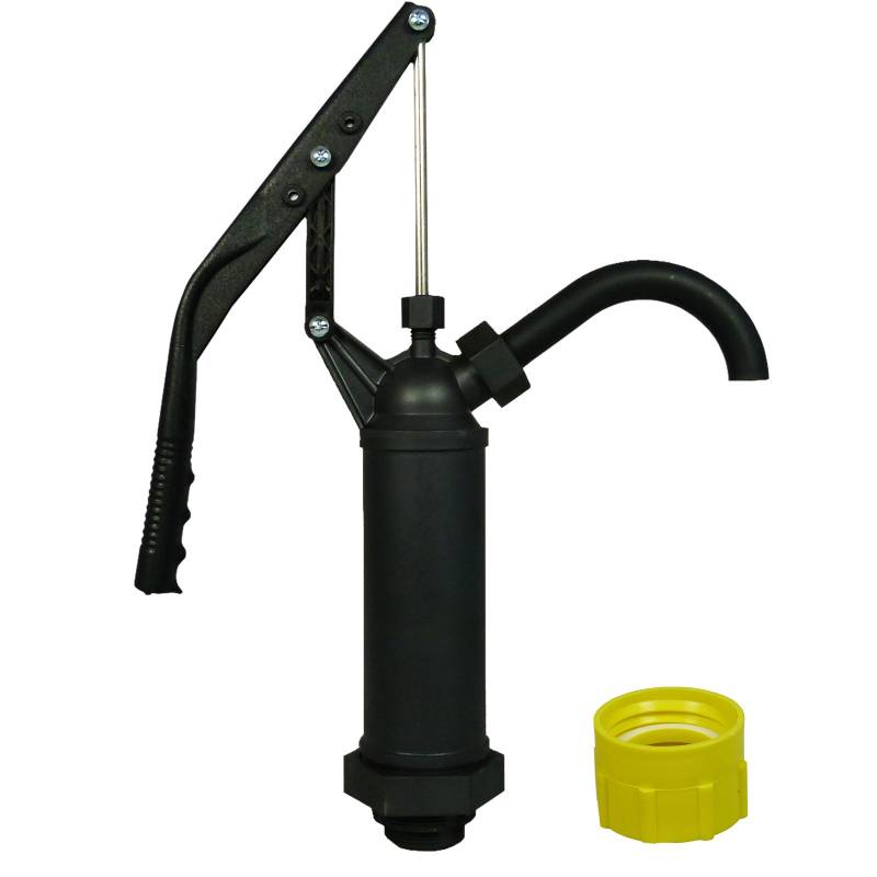 ABACUS® Fasspumpe Vario Profi mit variablem Hub + Adapter gelb für Gewinde Nr. 61 - geeignet für Alkohole, Benzin, Diesel, Laugen und Säuren - Handpumpe Hebelfasspumpe Ölpumpe Kerosinpumpe (7220) von ABACUS