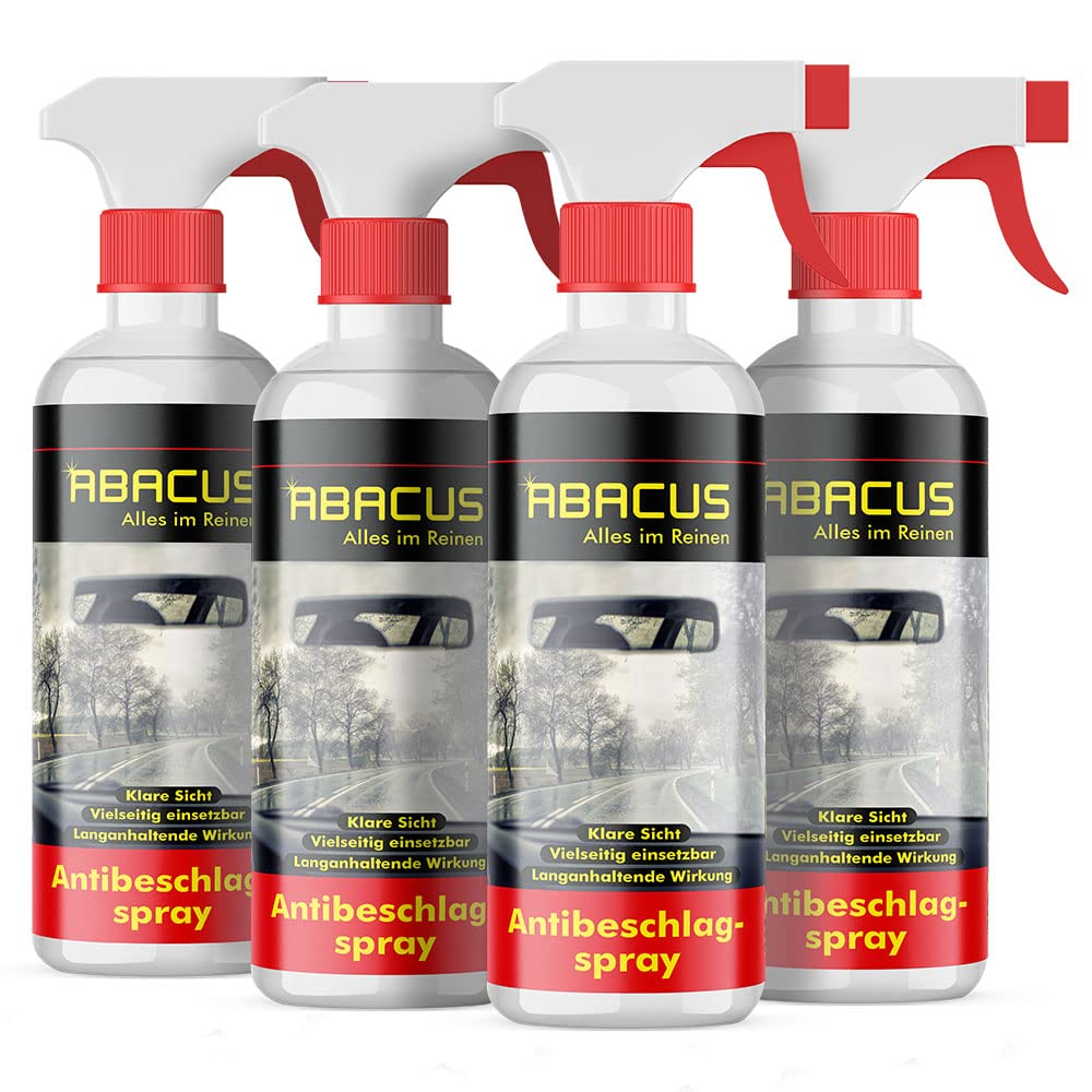 ABACUS® Antibeschlagspray, Antibeschlagmittel, Antibeschlag-Spray, Antibeschlag-Auto, Antibeschlag KFZ – Antibeschlagspray 4X 300 ml (7657.4) von ABACUS