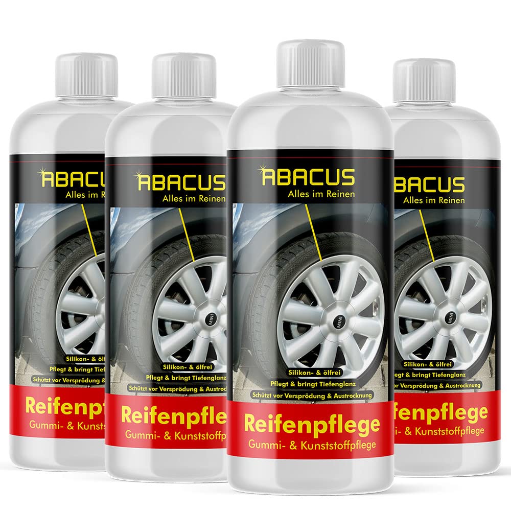 ABACUS Kunststoffpflege und Gummipflege silikonfrei 4X 500 ml (7739.4) - Farbauffrischung Reifenpflege von ABACUS