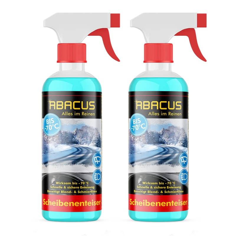 ABACUS® Scheibenenteiser, Enteiserspray, Scheibenenteiser-Spray – für eisfreie Autoscheiben, enteist Scheiben bis -70 °C Scheibenenteiser 2X 300ml (7663.2) von ABACUS