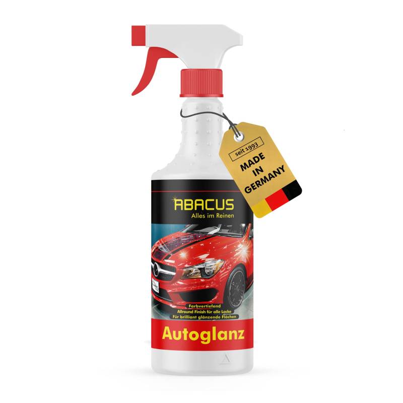 ABACUS® Autoglanz mit Lotus-Effekt, Glanzreiniger für brillanten Tiefenglanz, Glanzfinish, Detailer, Glanz Spray, Lackreiniger, Schnellwachs, Trockenwäsche Auto, Autoreiniger – Autoglanz 750 ml von ABACUS