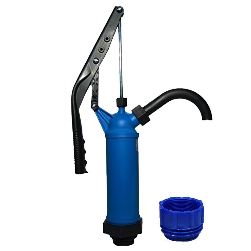 ABACUS® Fasspumpe Vario mit variablem Hub + Adapter blau für Gewinde S70x6 - geeignet für Alkohole, Benzin, Diesel, milde Laugen und milde Säuren - Handpumpe Hebelfasspumpe Ölpumpe Kerosinpumpe (7219) von ABACUS