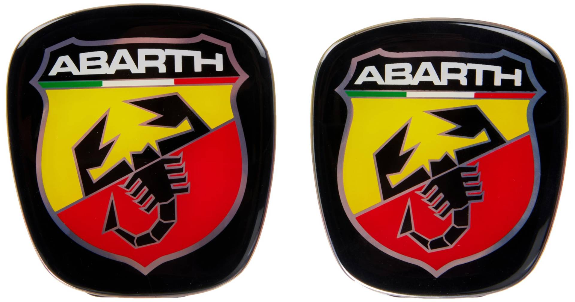 Abarth 3D Official Shield Logo Sticker für FIAT Bravo, Vorne und Hinten, 75 x 69 mm, 71 x 65 mm von Abarth