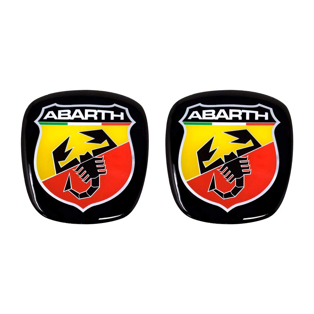 Abarth 32010 3D-Aufkleber, Logo vorne + hinten, offizielles Wappen für Fiat 500 von Abarth