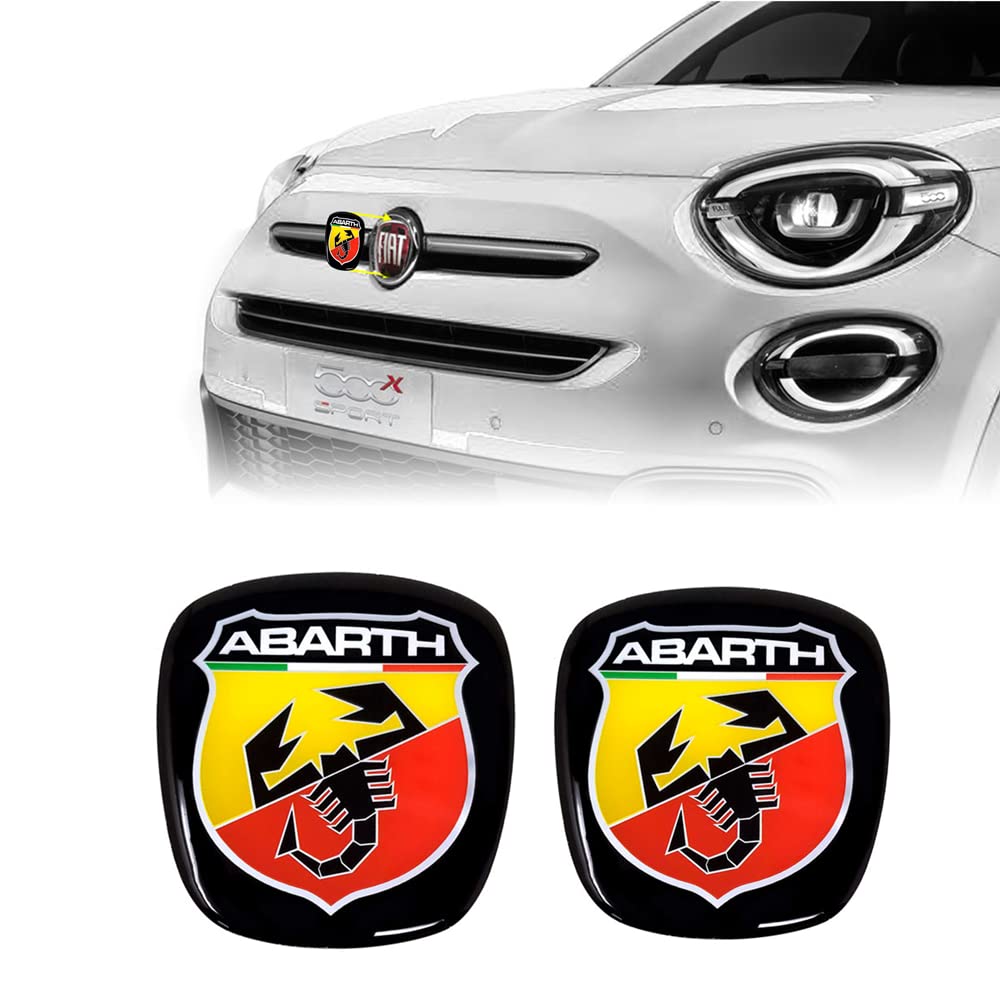 Abarth Offizielles 3D-Logo-Aufkleber für FIAT 500X, vorne und hinten, 75 x 69 mm, 71 x 65 mm, rot (21559A-21548A) von Abarth