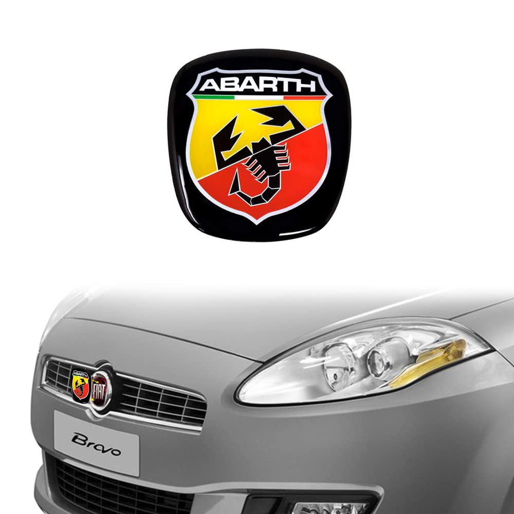 Abarth 3D Official Shield Logo Sticker für FIAT Bravo, Vorne, 75 x 69 mm, Rot von Abarth