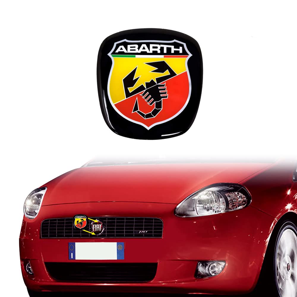 Abarth 3D Official Shield Logo Sticker für FIAT Grande Punto, Vorne, 60 x 65 mm, Rot von Abarth
