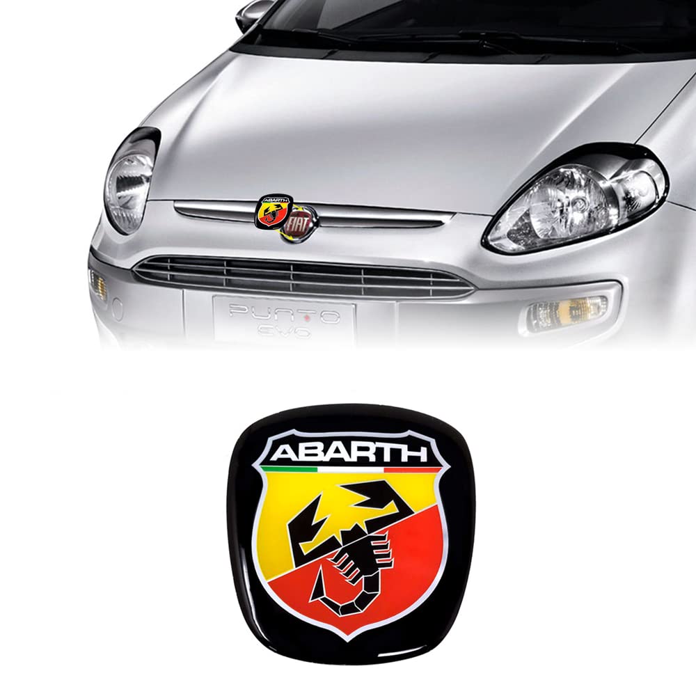 Abarth 3D Official Shield Logo Sticker für FIAT Punto Evo, Vorne, 60 x 65 mm, Rot von Abarth