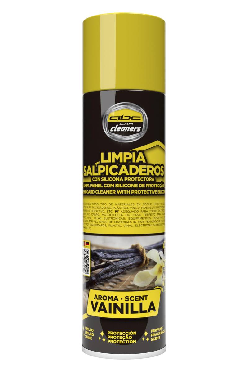 ABC Car Cleaners MOT60002 Spray Vanilla Auto DUFT ARMATURENBRETT POLIEREN 250ml, gelb von Abc Car Cleaners