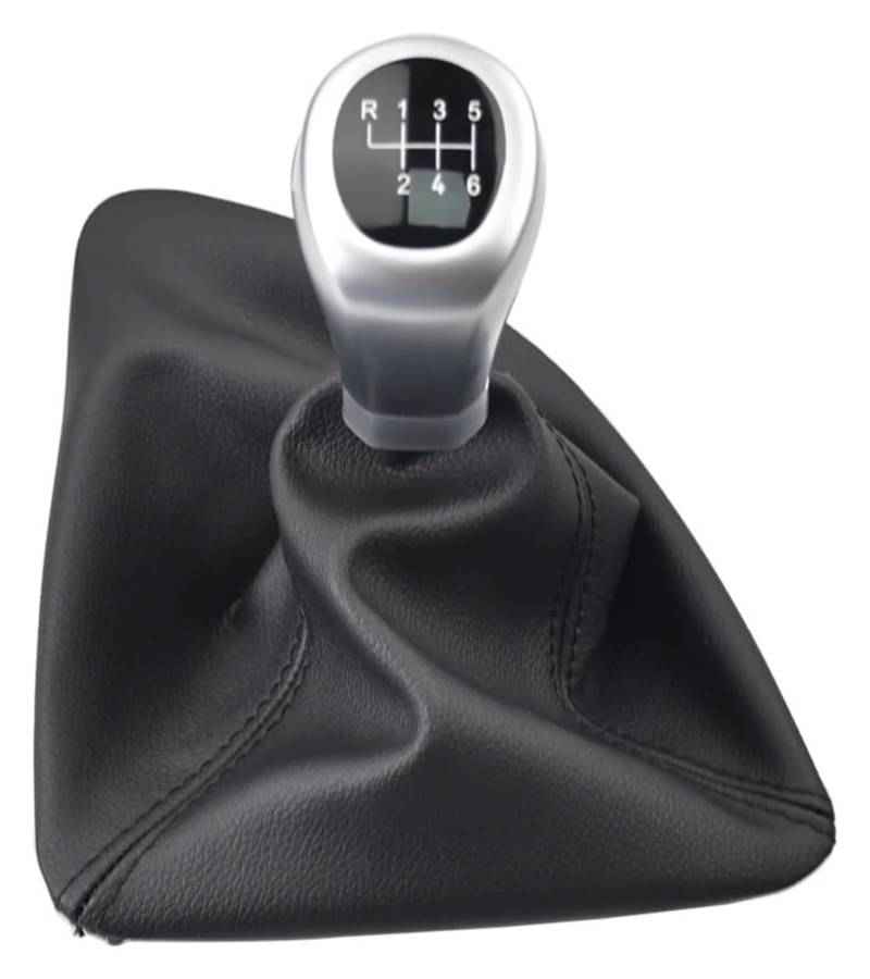 Auto Schalthebel Stick Shifter Für BM&W 1er E81 E82 E87 E88 2006–2011 5-6-Gang-Auto-Schaltknauf, Manueller Schalthebelkopf Mit Ledermanschette(Lhd 6 Speed Silver) von ABHBVGZFZT