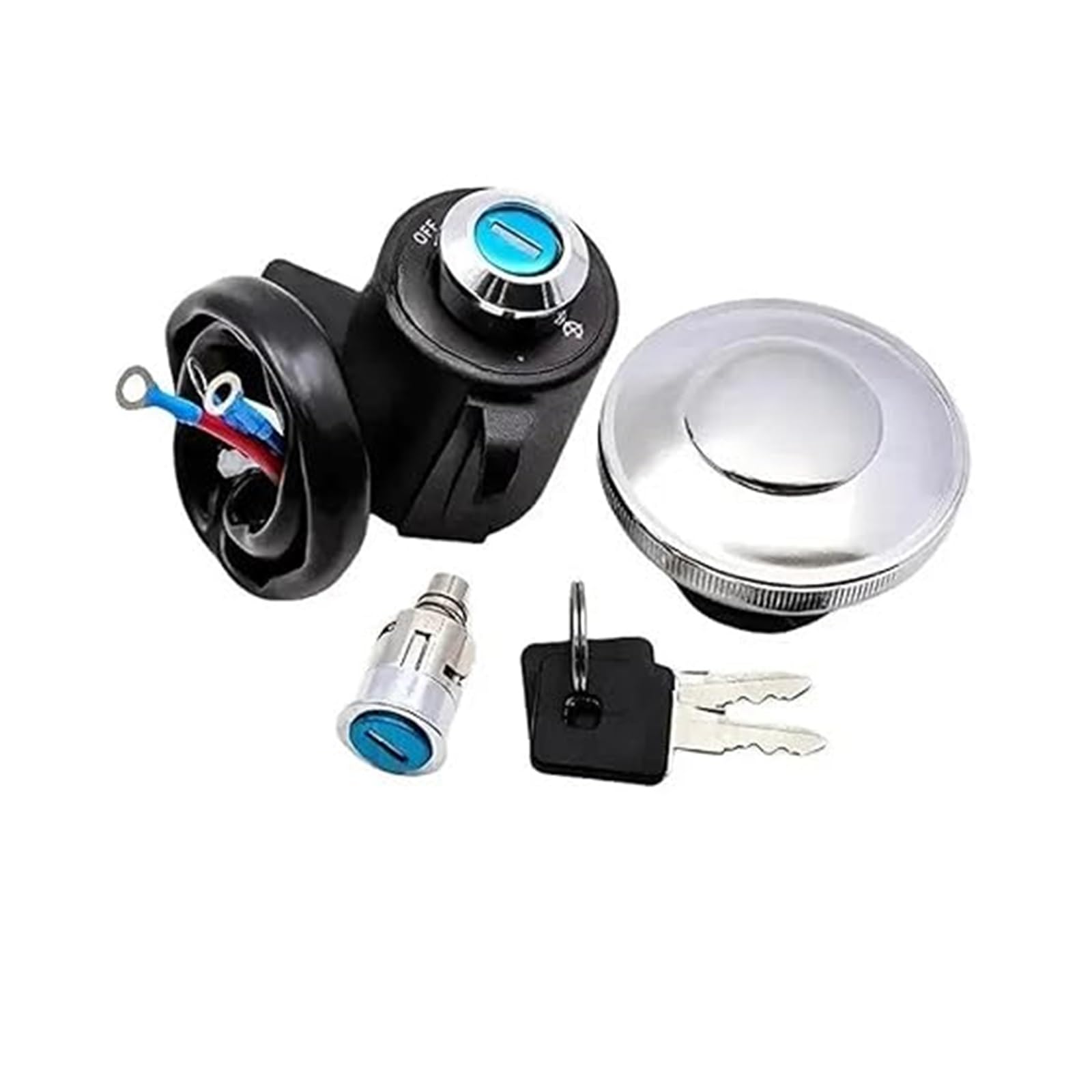 Tankdeckel Kraftstoff Zündschalter Für Sportster 883 XL 883 1995-2003 Motorrad Zündschloss Sperren Kraftstoff Gas Kappe Abdeckung Zündschloss(1 Set Sliver) von ABHBVGZFZT