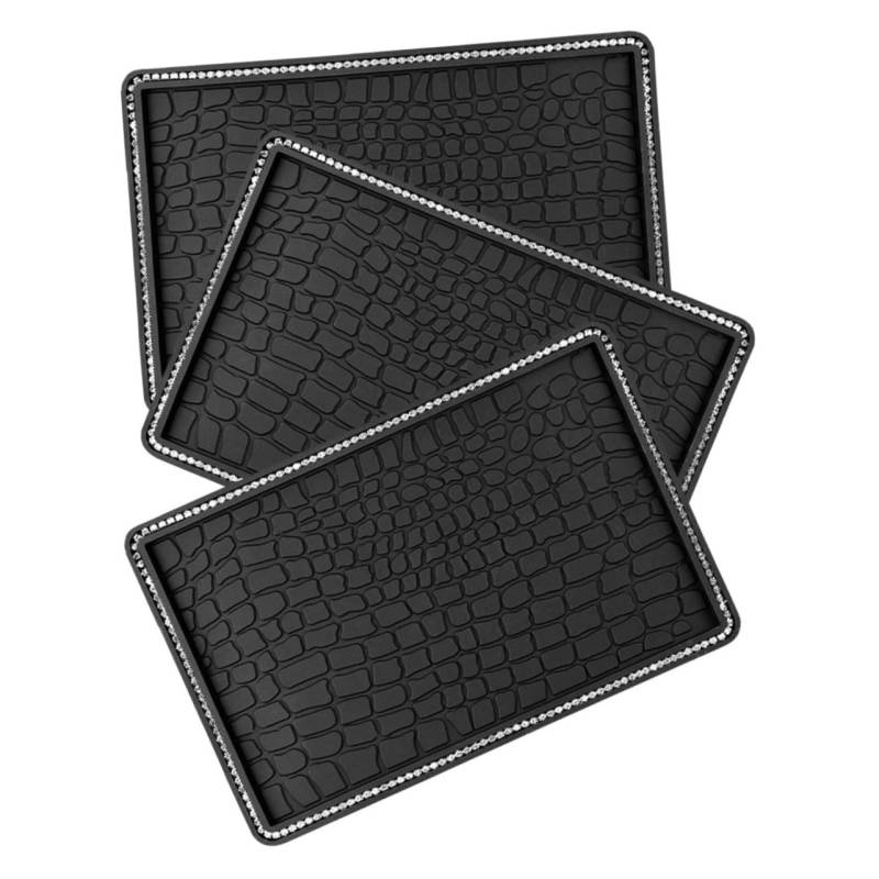 ABOOFAN 3 Stück Die Autofussmatte Bling Automatten Auto Armaturenbrett Matte Anti-rutsch-armaturenbrett-pad Black PVC von ABOOFAN