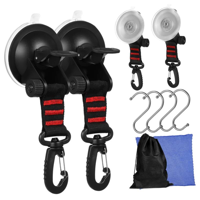 ABOOFAN 4 Stück Camper Van Accessoires Saughaken Camping-Saugnapfhaken Auto -Markise Auto-Markise-Camping Fensterhaken Saugnäpfe Hochleistungs-Saugnäpfe für Glas Abs Black von ABOOFAN