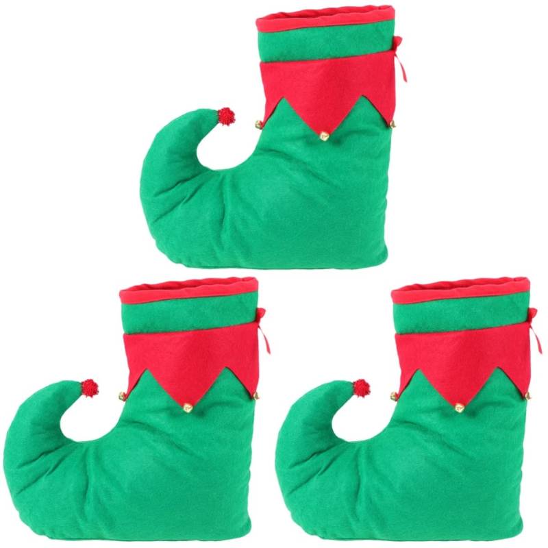 ABOOFAN Kappen 3 Paar Weihnachtsschuhe Für Erwachsene Elfen-Schuhe Hauben Für Kinder Weihnachtselfen-Kostüm Elfen-Stuhl-Beinschutzkappen Elfen-Kostüm-Zubehör Kinder-Mütze Hüte Für Kinder von ABOOFAN