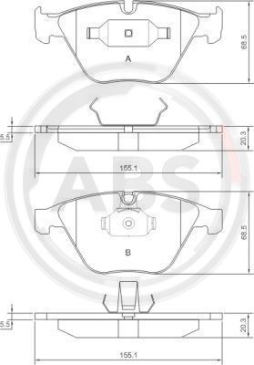 Bremsbelagsatz, Scheibenbremse Vorderachse ABS 37346 von ABS