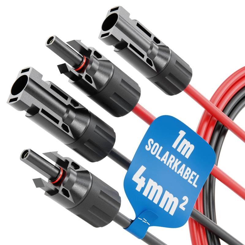 2x 1 Meter Solarkabel 4mm2 H1Z2Z2-K schwarz & rot - PV Kabel 4mm2 UV-beständig - Solarleitung 4mm2, PV Leitung, Photovoltaik Montage Zubehör, Solar Kabel 4qmm von ABSINA von ABSINA
