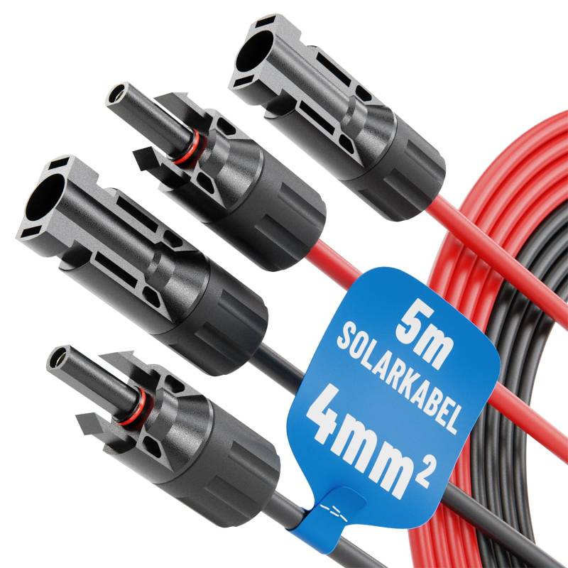2X 5 Meter Solarkabel 4mm2 H1Z2Z2-K schwarz & rot - PV Kabel 4mm2 UV-beständig - Solarleitung 4mm2, PV Leitung, Photovoltaik Montage Zubehör, Solar Kabel 4qmm von ABSINA von ABSINA