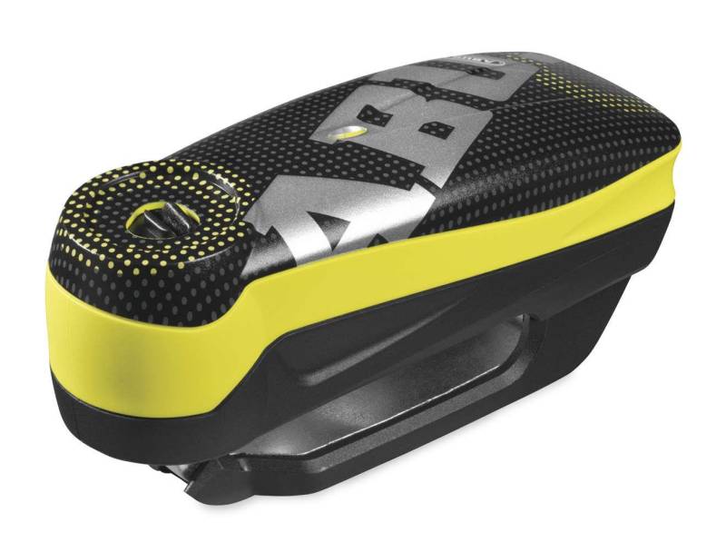 ABUS Bremsscheibenschloss Detecto 7000 RS1 – Motorradschloss mit Alarm – pixel yellow von ABUS