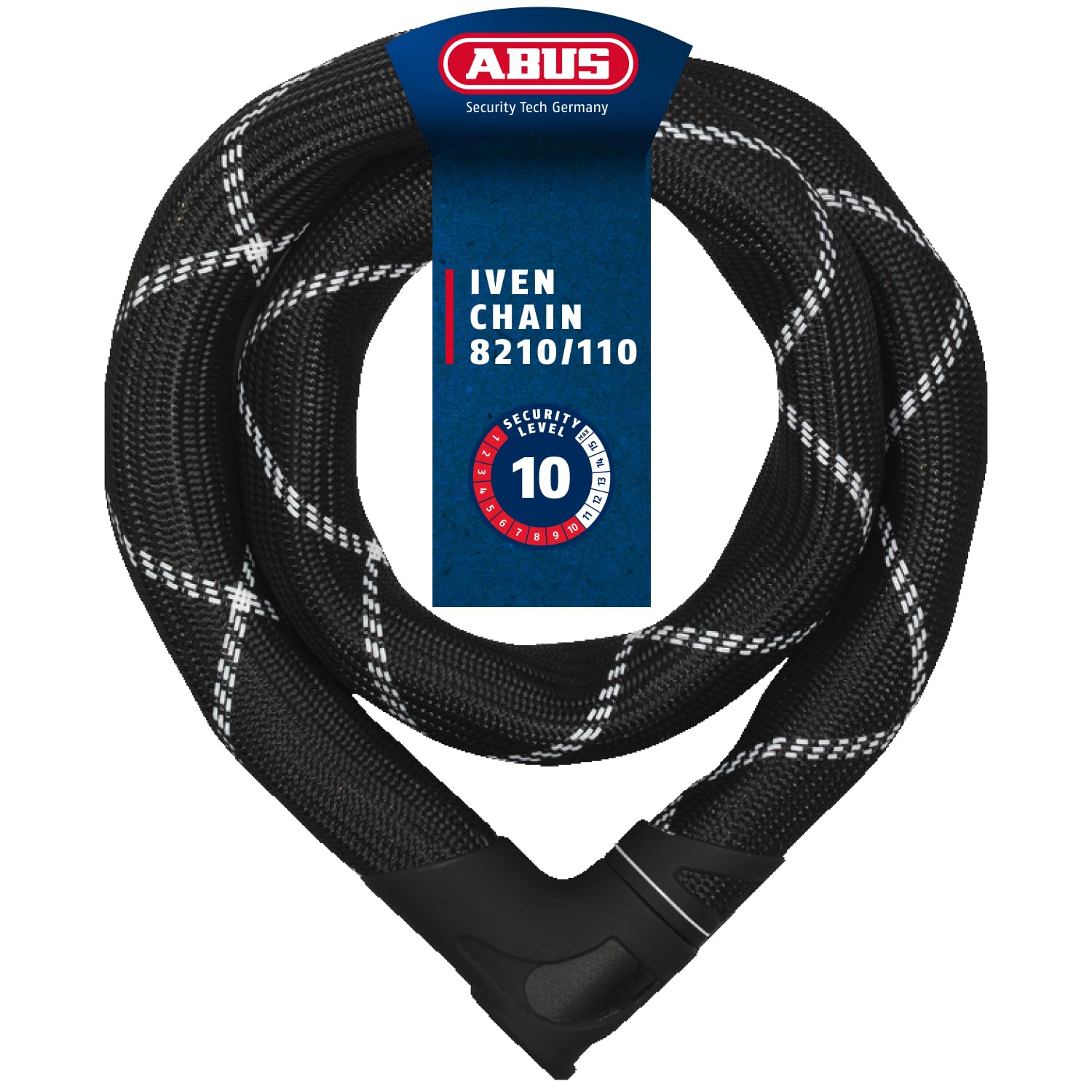 ABUS Kettenschloss Iven Chain 8210 – Fahrradschloss aus gehärtetem Stahl – mit Kunstfaserummantelung – ABUS-Sicherheitslevel 10 – 110 cm – Schwarz ABUS Kettenschloss Iven Chain 8210 – Fahrradschloss aus gehärtetem Stahl – mit Kunstfaserummantelung – ABUS-Sicherheitslevel 10 – 110 cm – Schwarz von ABUS