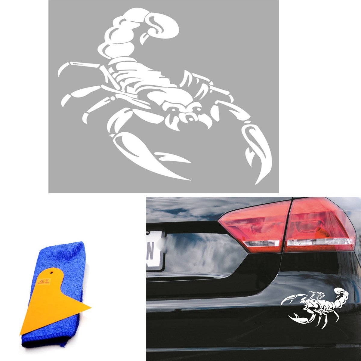 ABy 1 x Skorpion Auto ufkleber für Auto Van Fenster Motorhaube Helm, Auto-Dach, Wände, Autoreifen-Abdeckung und mehr -11.8"x 9.1"(Weiß) von ABy