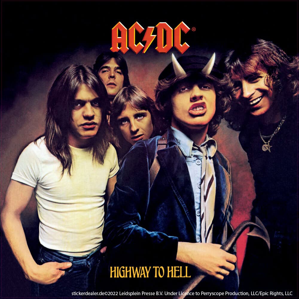 AC/DC Aufkleber Highway to Hell Sticker Angus Rock Metal Heavy ca. 10x10 cm von AC/DC