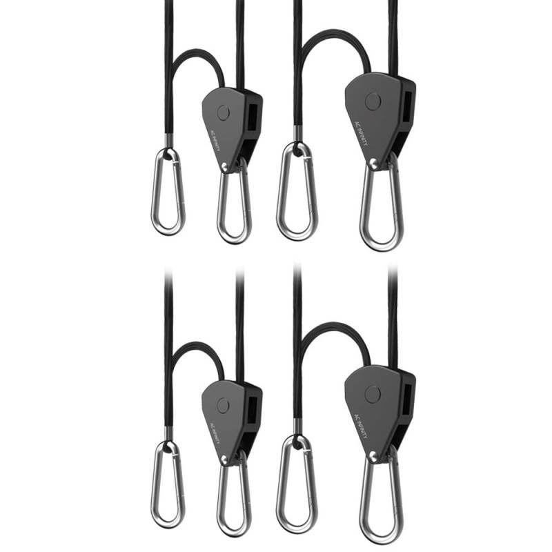 AC Infinity, Verstellbarer 0,3 cm Seilaufhänger, robuste Edelstahl-Ratschen, 68 kg Tragkraft, 2 Paar von AC Infinity