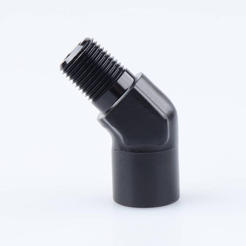 Aluminium-Legierung 45 Grad Winkel 1/8 Zoll NPT Buchse auf 1/8 Zoll NPT Stecker Schlauchverschraubung Adapter für Änderung der Flussrichtung, 1/8 Zoll NPT Überwurfkupplung, schwarz von AC PERFORMANCE