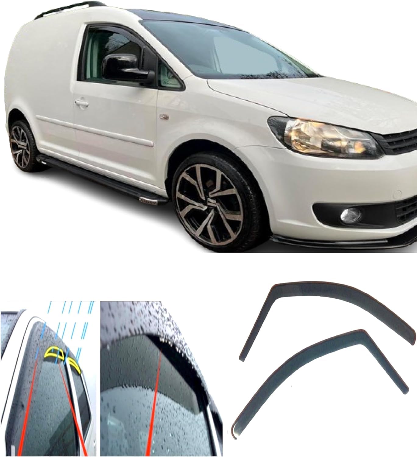 2X Windabweiser kompatibel mit V W Caddy 2003-2015 dunkel getöntes Premium Qualität Acrylglas PMMA Regenabweiser Abweiser 2X Windabweiser kompatibel mit V W Caddy 2003-2015 dunkel getöntes Premium Qualität Acrylglas PMMA Regenabweiser Abweiser von AC WOW