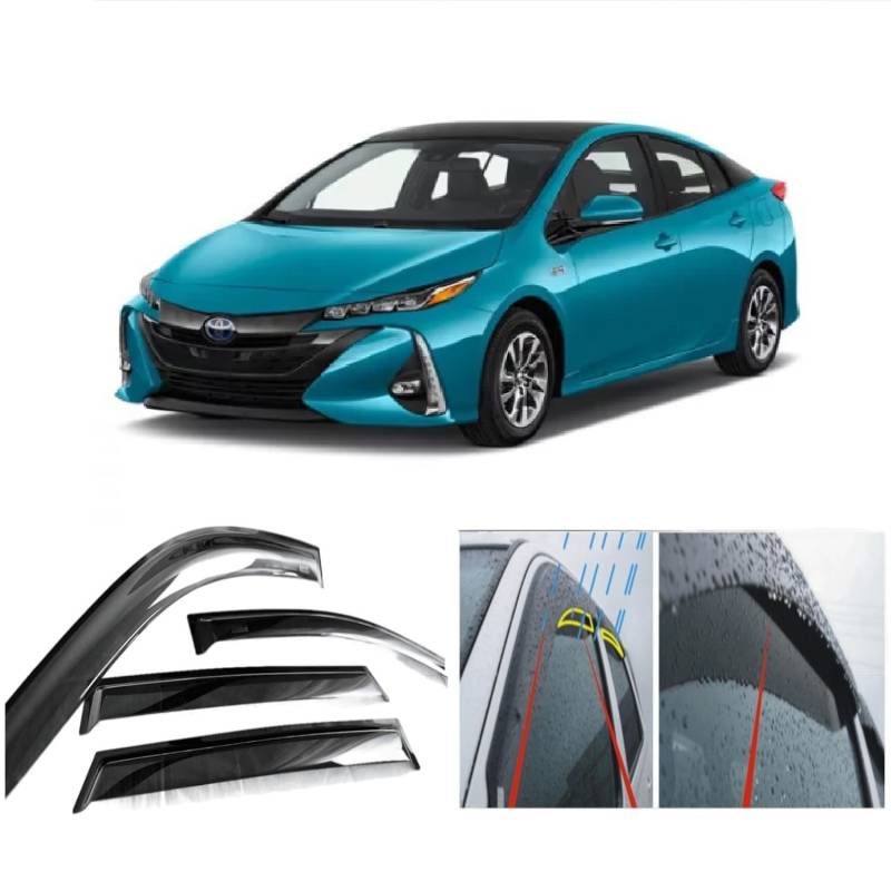 4x Windabweiser Kompatibel Für Toyota Prius XW50 2015 2016 2017 2018 2019 2020 Dunkel Getöntes Premium Qualität Acrylglas PMMA Regenabweiser Abweiser von AC WOW