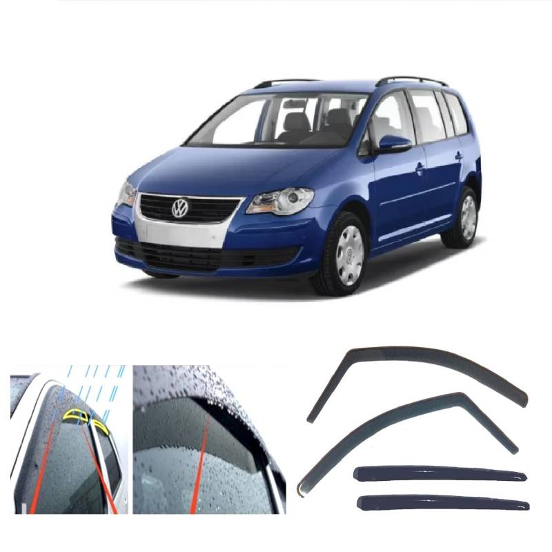 AC WOW 4 x Windabweiser kompatibel mit Volkswagen Touran 2003 2004 2005 2006 2007 2008 2009 2010 2011 2012 2013 2014 2015 Acryl Sonnenblenden Regen Wetterschutz von AC WOW