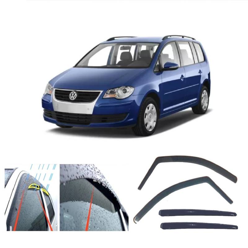 AC WOW 4x Windabweiser kompatibel mit Volkswagen Touran 2003 2004 2005 2006 2007 2008 2009 2010 2011 2012 2013 2014 2015 * Erste Generation (Typ 1T; 2003) von AC WOW