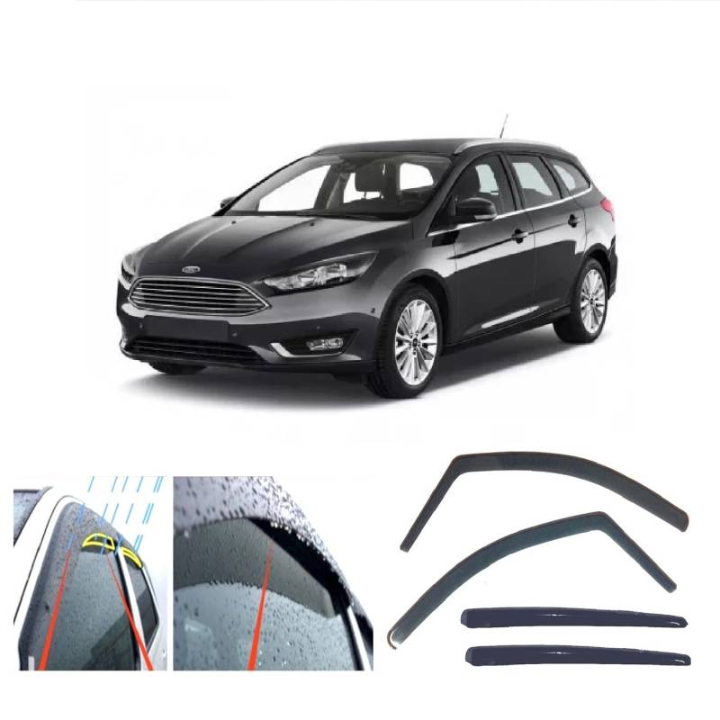 AC Wow 4X Windabweiser für Ford Focus Turnier 5-Türer Kombi Wagon MK3 2011 2012 2013 2014 2015 2016 2017 2018 von AC WOW