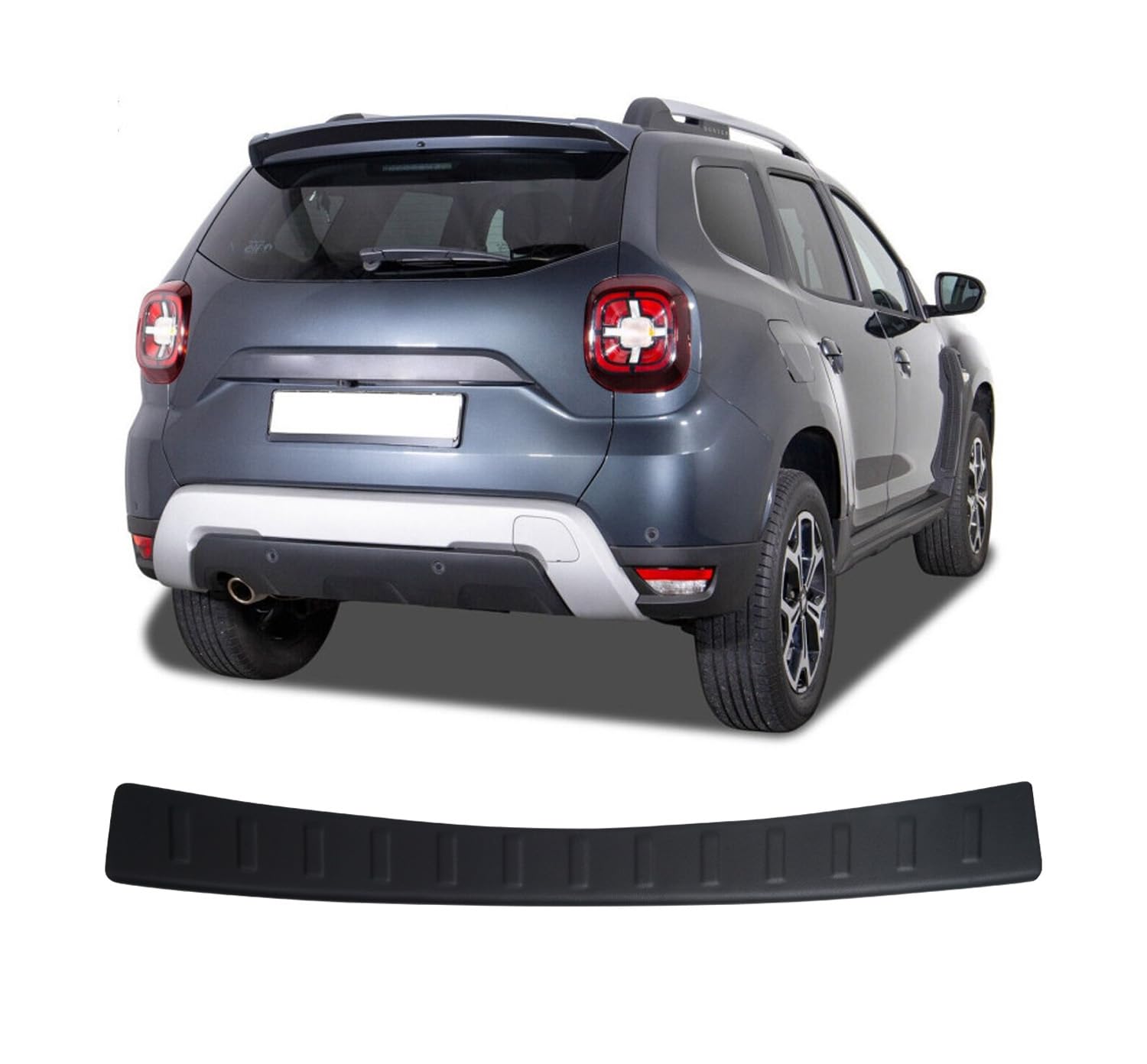 Heckstoßstangenschutz für Dacia Duster (2018 und Plus), Kratzschutzleisten aus ABS-Kunststoff in Metallic-Optik, Autozubehör, Heckklappenschutz von ACCESSOIRES FRANCE AUTO