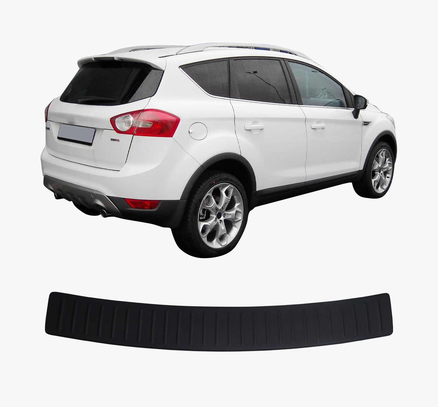 Heckstoßstangenschutz für Ford KUGA 1 (2008-2012), Kratzschutzleisten aus ABS-Kunststoff in Metallic-Optik, Autozubehör, Kofferraumschutz hinten von ACCESSOIRES FRANCE AUTO