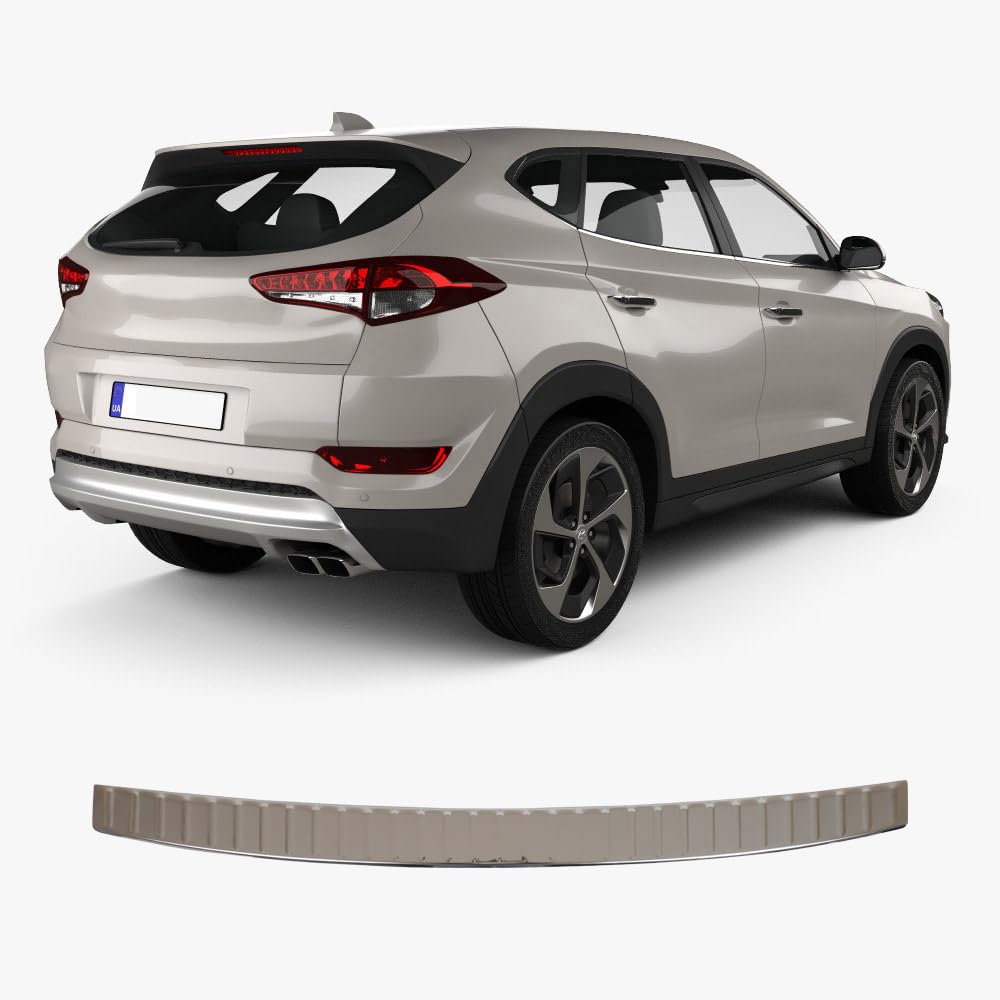 Heckstoßstangenschutz für Hyundai Tucson 2 (2015-2018) Stoßstangenschutz Verkleidung Kratzschutz Edelstahl Chrom Einstiegsleisten Autozubehör Heckklappenschutz von ACCESSOIRES FRANCE AUTO