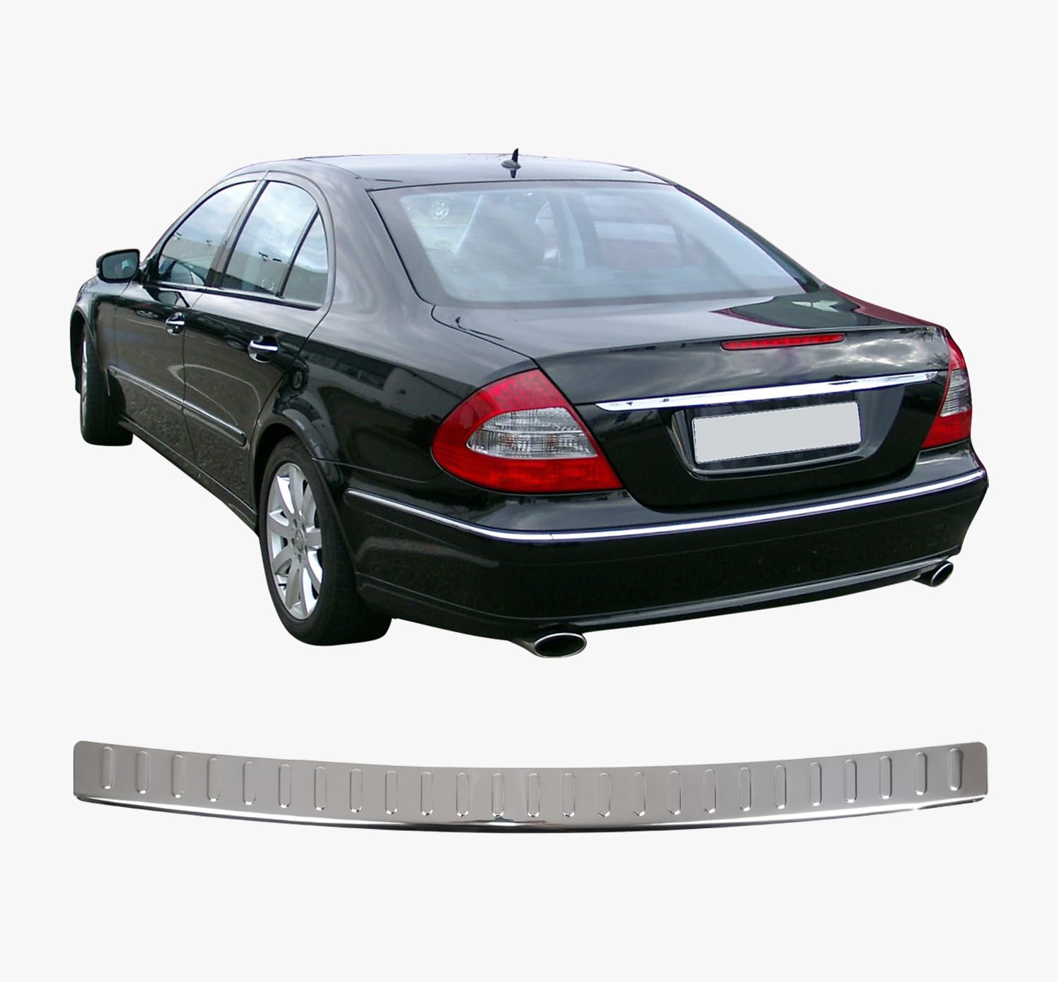 Heckstoßstangenschutz für MB E-Klasse W211 (2003-2009) Stoßstangenschutz Verkleidung Kratzschutz Edelstahl Chrom Einstiegsleisten Autozubehör Heckklappenschutz von ACCESSOIRES FRANCE AUTO