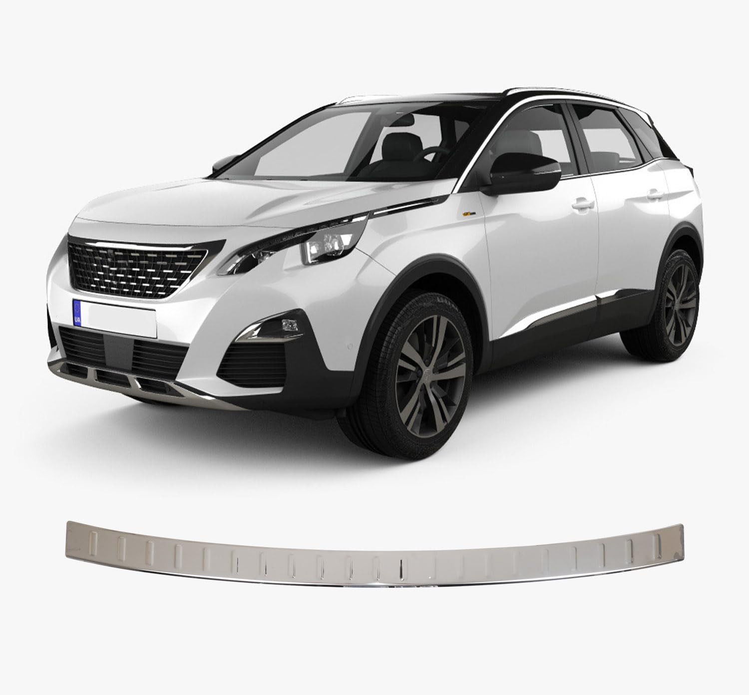 Heckstoßstangenschutz für Peugeot 3008 II (2016 und Plus), Stoßstangenschutz, Verchromte Edelstahl-Schwelle für Auto, Kofferraumschutz, Heckklappenschutz von ACCESSOIRES FRANCE AUTO