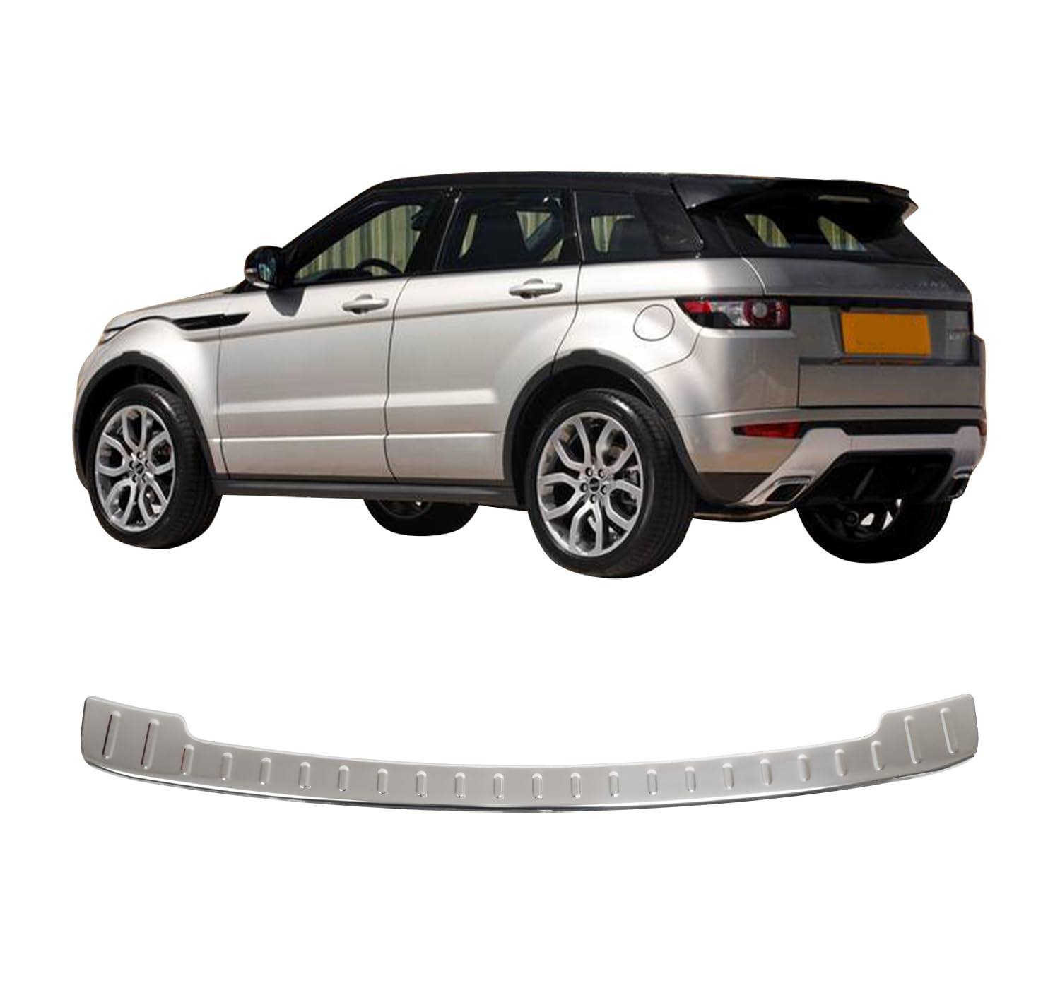 Heckstoßstangenschutz für Range Rover EVOQUE (2011 und Plus), Stoßstangenschutz, Verchromte Edelstahl-Schwelle für Kofferraum, Autozubehör, Heckklappenschutz von ACCESSOIRES FRANCE AUTO
