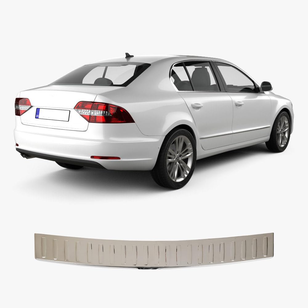 Heckstoßstangenschutz für Skoda Super B 3 (2015-2019) Stoßstangenschutz Verkleidung Kratzschutz Edelstahl Chrom Auto Zubehör Heckklappe Kofferraumschutz von ACCESSOIRES FRANCE AUTO