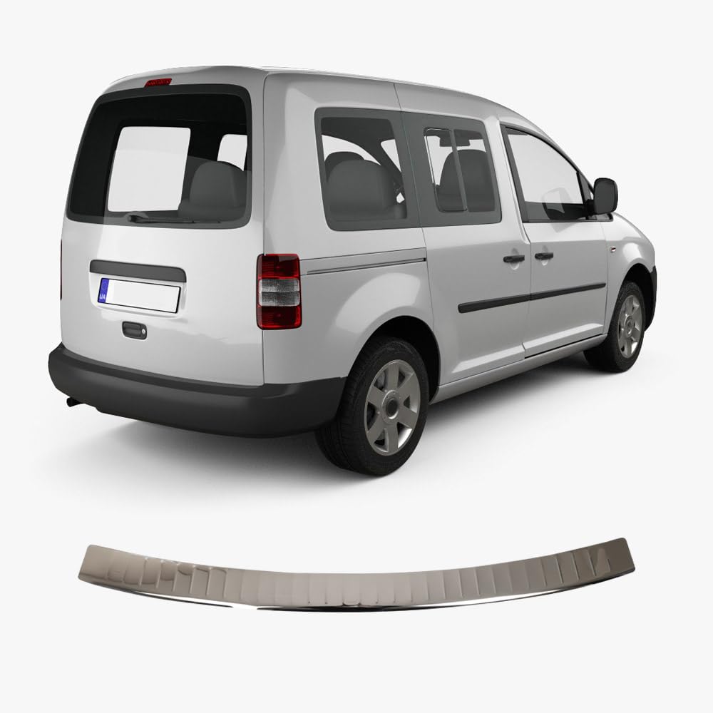 Heckstoßstangenschutz für VW Caddy 2 (2003-2010) Stoßstangenschutz Verkleidung Kratzschutz Edelstahl Chrom Einstiegsleisten Autozubehör Heckklappenschutz von ACCESSOIRES FRANCE AUTO