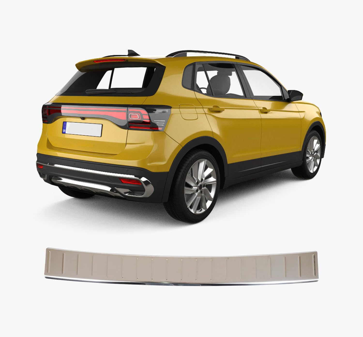 Heckstoßstangenschutz für VW T-Cross (2018 und Plus), Verchromte Edelstahl-Stoßstange, Autozubehör, Heckklappenschutz, Kofferraumschutz von ACCESSOIRES FRANCE AUTO