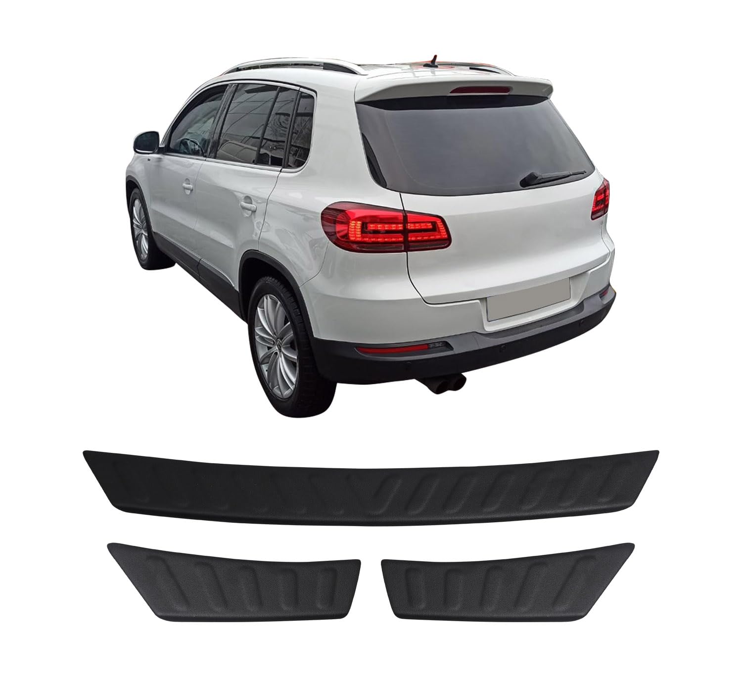 Heckstoßstangenschutz für VW TIGUAN 1 3 PRC (2007-2014), Kratzschutzleisten aus ABS Kunststoff in Metallic-Optik, Autozubehör, Heckschutz von ACCESSOIRES FRANCE AUTO