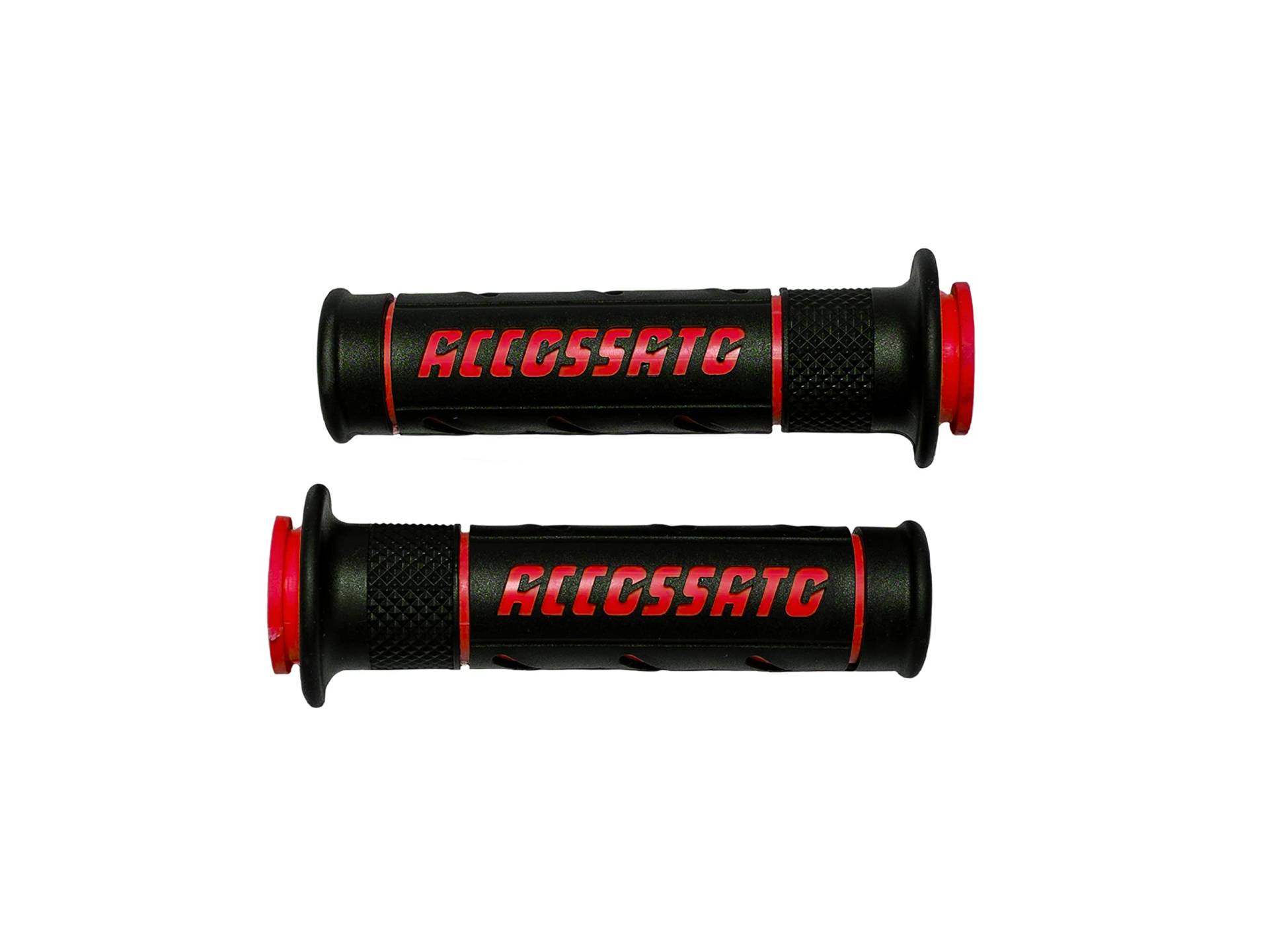 1 Paar Knöpfe aus 2-Komponenten-Gummi, schwarz, mit farbigem Accossato Schriftzug für Ducati Hypermotard 1100 von 2007 bis 2012, CC 1100 von ACCOSSATO